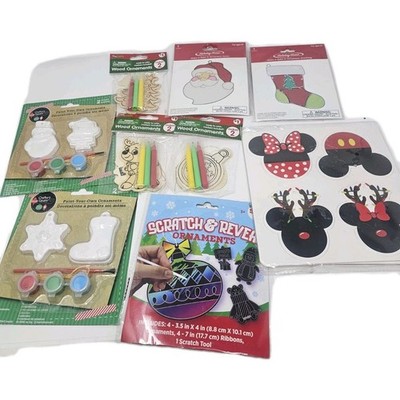 Christmas Ornament Craft Kit Lot Paint Your Own Wood Ornaments Plaster & More