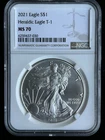 2021 (W)   HERALDIC EAGLE T-1  NGC MS70  SIVER EAGLE  BEAUTIFUL COIN  MINT+++