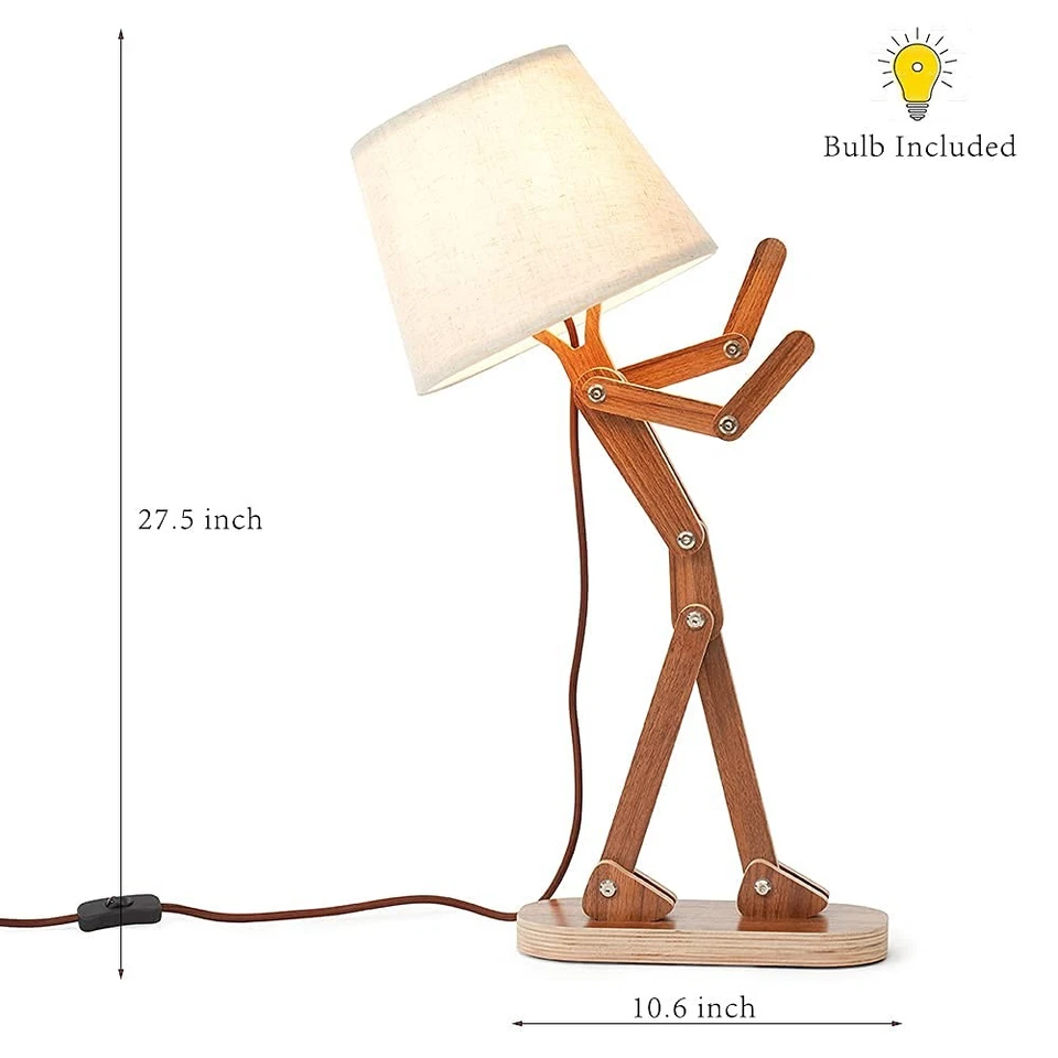 Новинка настольная лампа для прикроватной спальни чтения - классный деревянный творческий качели руки... - Изображение 3 из 4