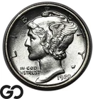 1920-D Mercury Dime, Full Bell Lines, Rare This Nice, Sharp Gem BU++ FSB, RARE!