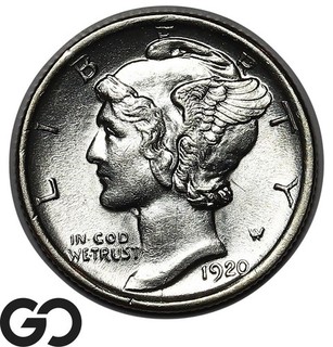1920 D Mercury Dime Full Bell Lines Rare This Nice Sharp Gem BU FSB RARE!