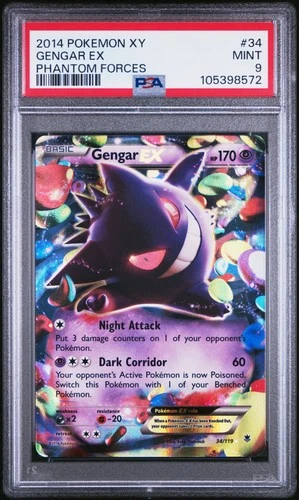 Gengar EX 34/119 Phantom Forces Pokemon PSA 9