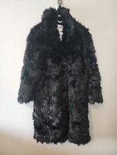 IMAN long black faux fur coat with hooks Size S