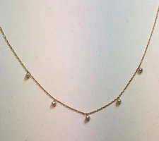 LC Lauren Conrad Beautiful 10K Yellow Gold Pearl Necklace - 16" + 2" Extender