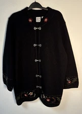 Field Gear Womens Icelandic Design Wool Embroidered Cardigan Jacket 3X