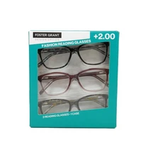DesignOptis by Foster Grant Kiersey Plastic Reading Glasses +2.00 3 Count