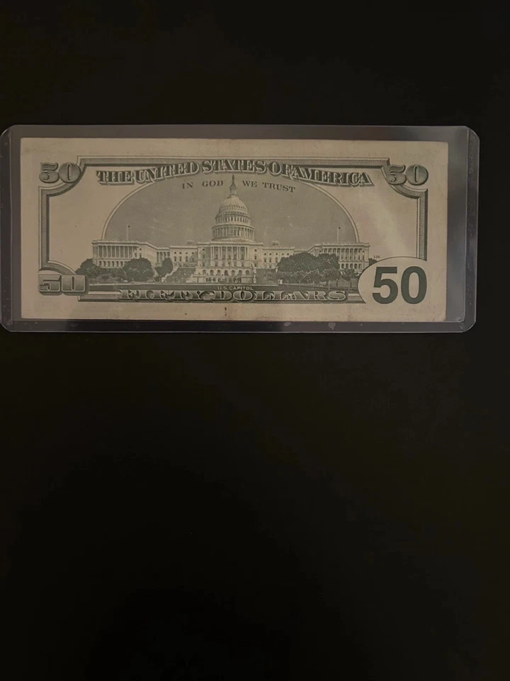 1996 $50 Dollar Bill Federal Reserve Note, Circulated With Serial AF 74884069 A - Image 2 of 2