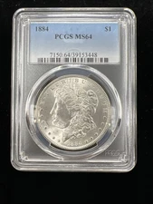 1884 Morgan Silver Dollar $1 PCGS MS64