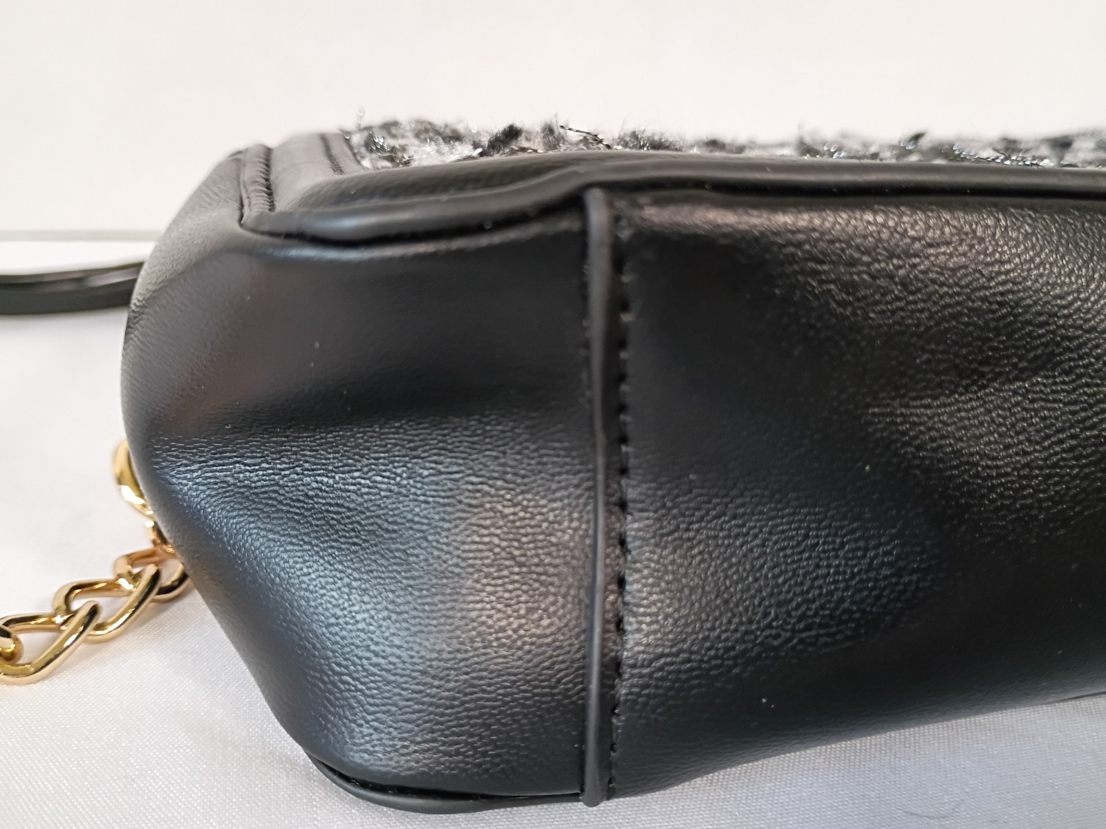 Anne Klein Black & White Tweed Double Zip Crossbody Bag 9"x5" RARE Hard To Find image 8