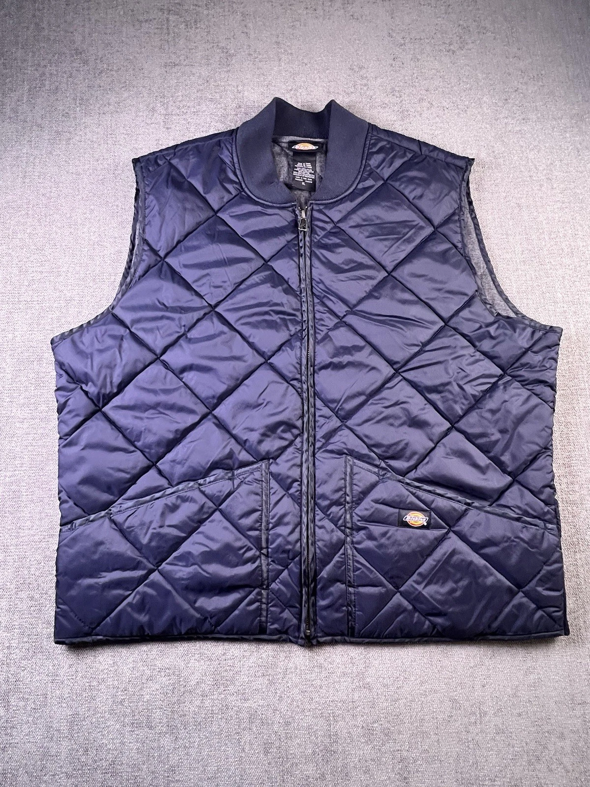 Dickies Vest Men’s XL Diamond Quilted Blue Full Zip Y2K Casual Work Pockets