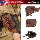 TOURBON PU Leather Rifle Buttstock Cover Padded Cheek Riser Rest Ammo Holder US