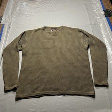 Vtg Eddie Bauer Legend All Terrain Cotton Rib Knit Green Sweater Mens L Tall