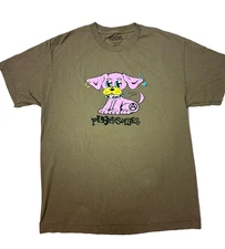 Pleasures Ruff T-shirt Unisex L Streetwear Grunge Punk Skater Safari Green