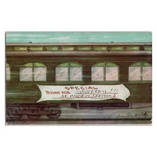 Train Bound for Wilton Junction - Vintage Iowa Postcard - Antique Railway Art