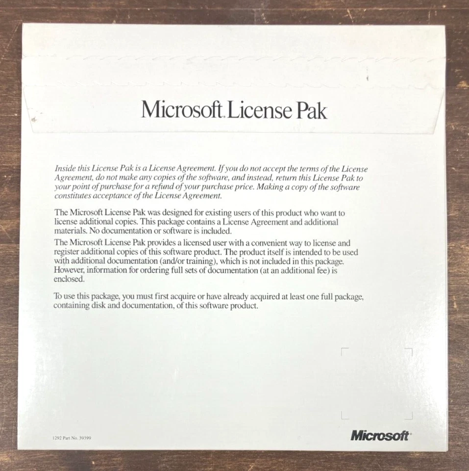 Microsoft Windows NT License Pak Only No Media Workstation Version 3.51 Sealed - Image 4 of 4