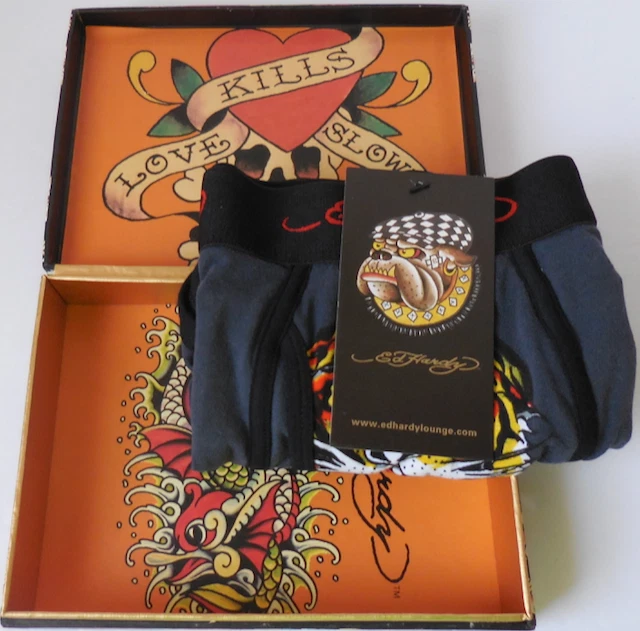 Calzoncillos Ed Hardy True Tattoo Tiger Vintage Algodón Elástico Hombres Negros Pequeños Foto 4 de 4