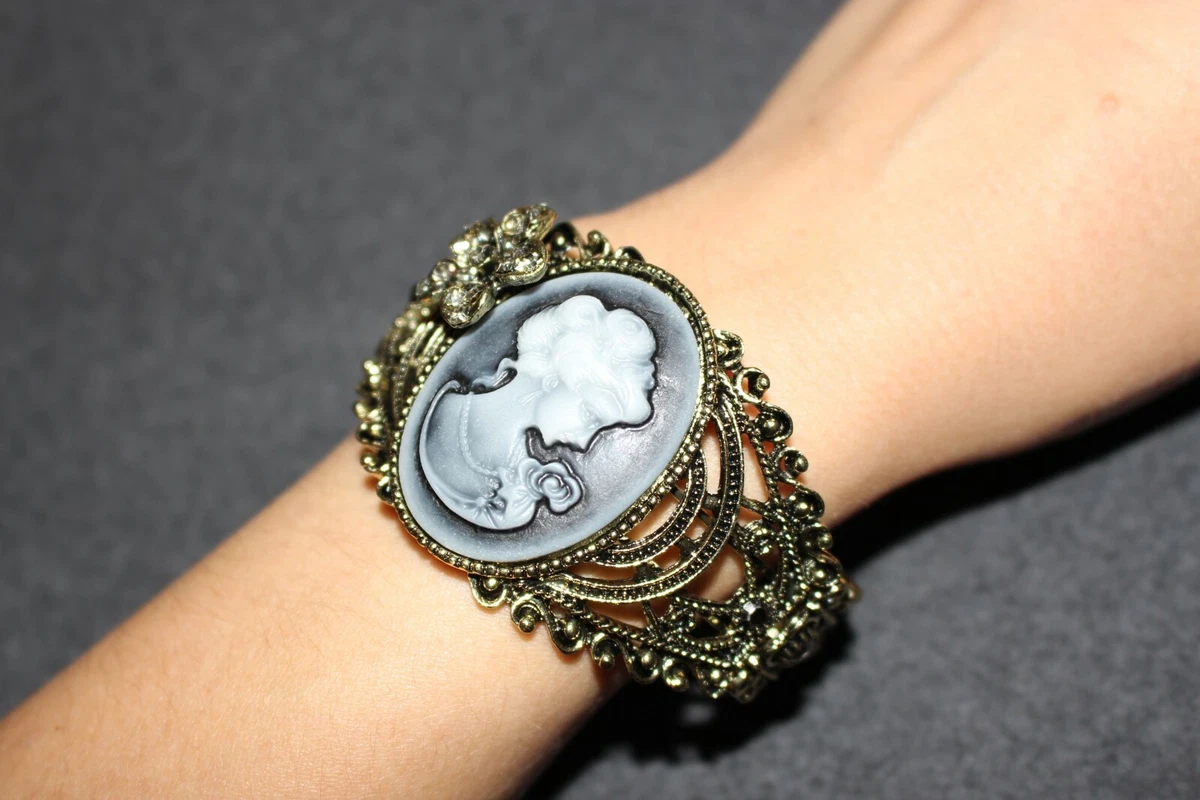 Vintage Cameo Bracelet Cameo Bangle Victorian Cameo Jewelry Cameo