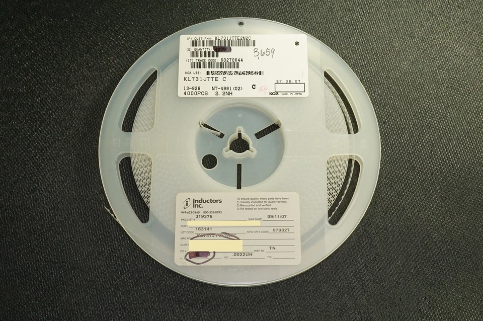 Lote de 10 KL731JTTE2N2C KOA Inductor de Película Fina 2.2nH 500MHz 150 mOhms 0603 NOS Foto 2 de 2