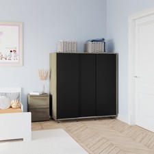 120cm 3 Sliding Doors Children Kids Wardrobe Bedroom Storage Closet Hanging Rail