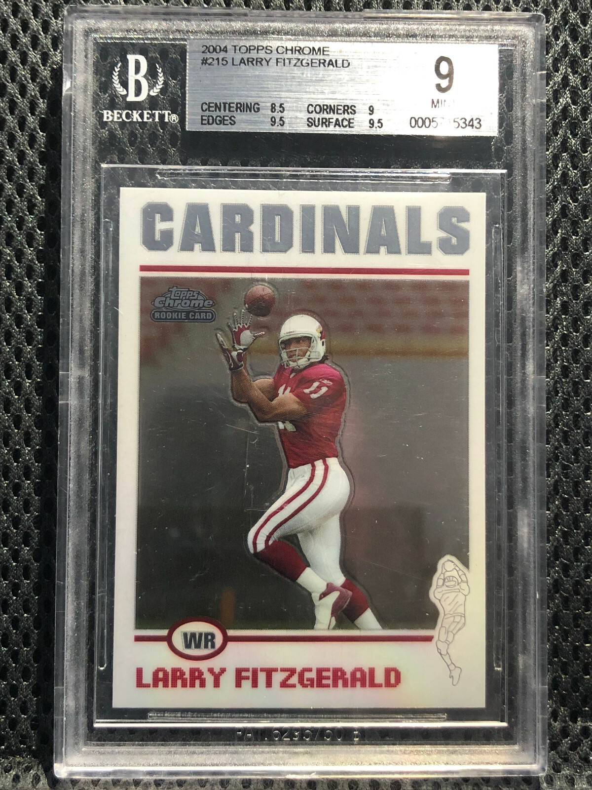 2004 TOPPS CHROME #215 LARRY FITZGERALD RC ROOKIE BGS 9 MINT CARDINALS