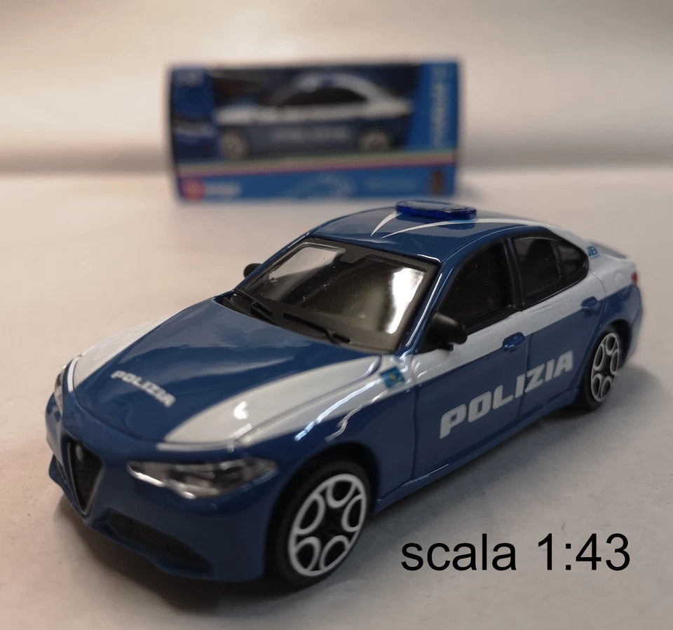 modellino auto 1:43 alfa romeo giulia della polizia modellini 1/43 burago nuova - Immagine 2 di 4
