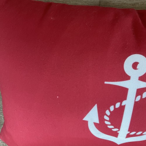 Coastal Decor Nautical Lumbar Pillow Throw Anchor Stripes Red White & Blue NEW - Picture 5 of 9