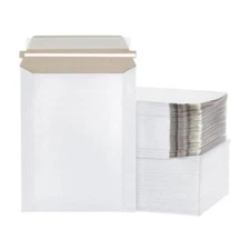 50 - 12.5x9.5 White Rigid Stay Flats Self-Seal Cardboard Envelope Mailers