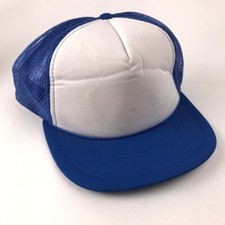 Retro Yupoong Blank White Foam And Blue Trucker Snapback