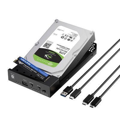 Hard Drive Dock Dual Bay M.2 NVMe External Enclosure Offline Clone up to 40Gbps