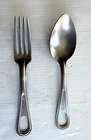 GENUINE WW2 US MILITARY M-1926 FIELD MESS STAINLESS SPOON & FORK SET  1945