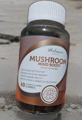 Wholesome Health Mushroom Mind Boost Focus & Memory 60 Raspberry Gummies