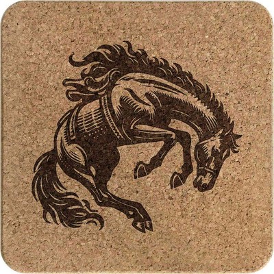 Quadratischer Korkuntersetzer/Topfständer 'Bucking Bronco' (TR00029715)