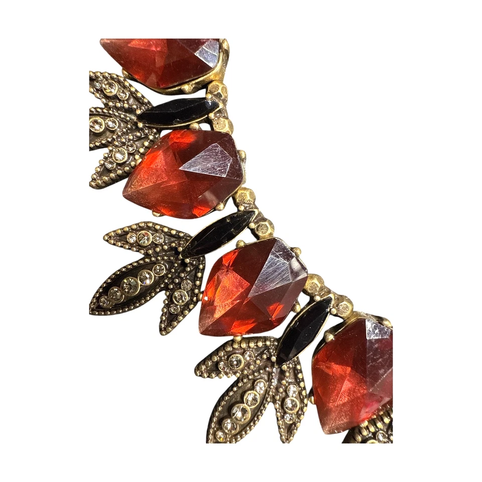 Collar antiguo CHLOE ISABEL dorado rojo y negro cristal CI479 Foto 3 de 4