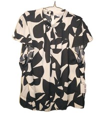 NWT - Nine West Women 4X Pleated Blouse Shirt Round Neck Keyhole Flutter Sleeve