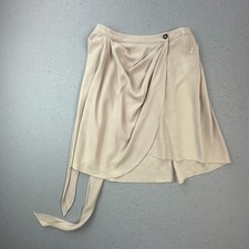 Vintage Galliano Skirt Womens 28 Beige Wrap Drape Tie Italy Designer Luxury