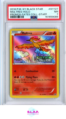 MOLTRES-HOLO PRMS-FATES COLL.-STAFF POKEMON XY BLACK STAR PROMO 2016 XY127 PSA 7