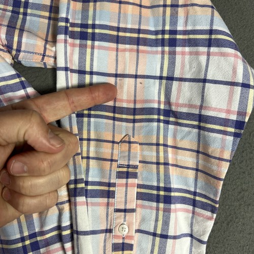 Cinch Shirt Mens Large Plaid Button Down Long Sleeve Peach Blue Western Rodeo - Picture 5 of 10
