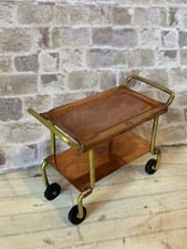 Dolls House 1/12 Scale Miniature Vintage Brass & Copper Wheeling Serving Trolley
