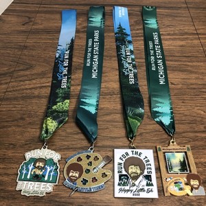 Lot of 4 - Bob Ross Run For The Trees Happy Little Award MI State Parks Medal