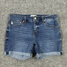 Seven7 Womens Weekend Cut-Off Shorts Size 6 Blue Denim Cuffed Mid Rise