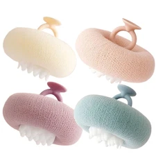 2PCS Sunflower Bath Ball Bathing Sponge Soft Skin Friendly with Suction Cup