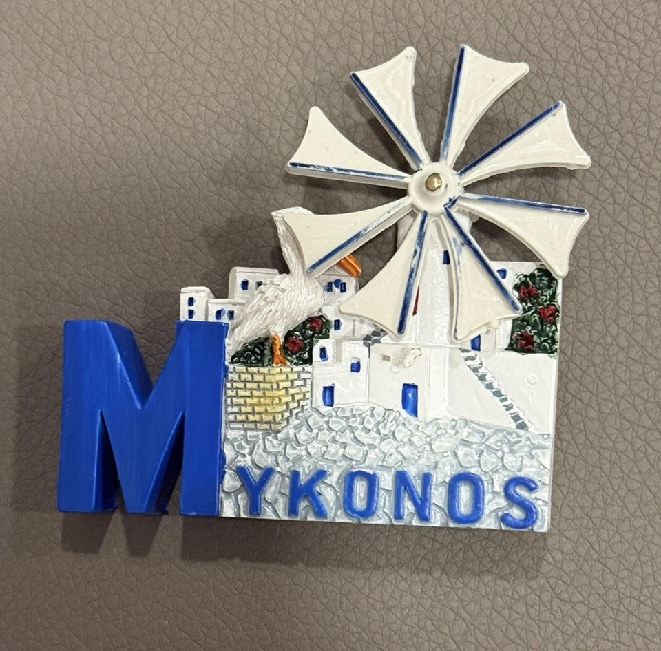 6 Hand-painted Fridge Magnets 3D Greece Athens Mykonos Souvenir Vintage Gift - Image 4 of 4