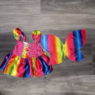 Build A Bear Rainbow Fairy Satin Tulle Dress Wings Silver Bow Teddy Clothes  Set | eBay