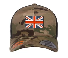 UK FLAG UNION JACK Central Cap Hat Flexfit Trucker Snapback EMBROIDERED MULTICAM