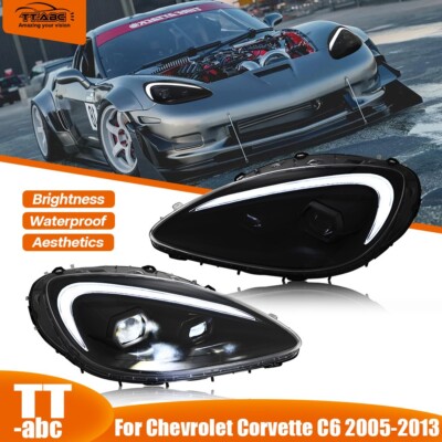 2X Full LED Headlights For Corvette C6 2005-2013 C7 Style Sequential Switchback