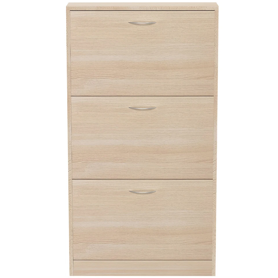 Scarpiera 3 Ante Ripiani Doppia Profondità con Maniglia Colore Olmo 63x24x115cm - Immagine 2 di 4