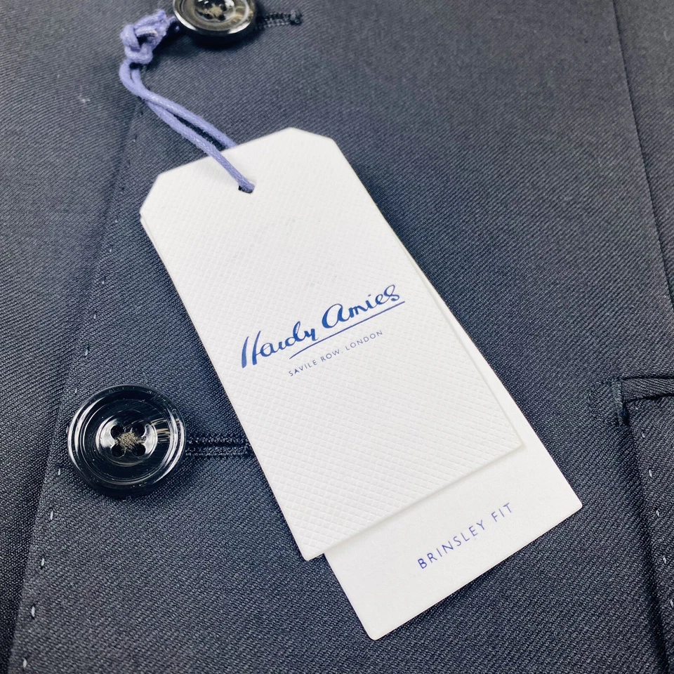 Blazer masculino Hardy Amies preto lã pura ajuste Brinsley 38R novo com etiquetas - Imagem 3 de 4