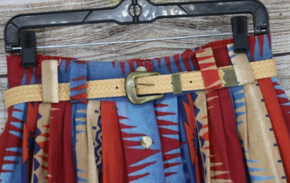 Falda midi vintage Brittany Nicole para mujer talla mediana plisada suroeste azul óxido Foto 3 de 4