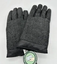 NEW Bloomingdales Mens Store Tweed Winters Gloves Black Size Medium M