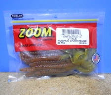 ZOOM U-Tail Worms Bait 6 3/4" 20 Per Bag Pumpkin Chartreuse Tail 001-015